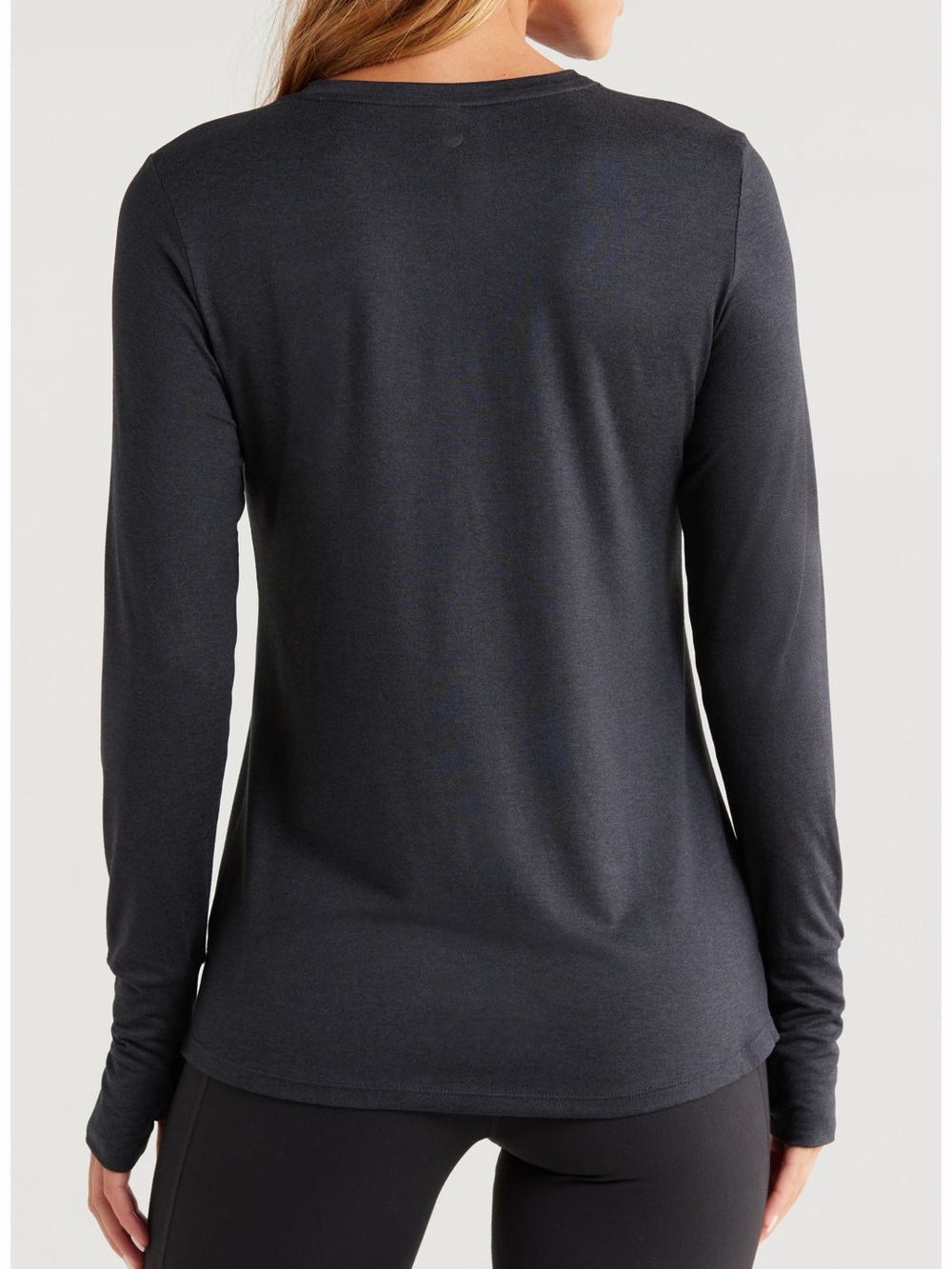 Zella Long-Sleeve Crew Neck Long Sleeve Tee in Charcoal